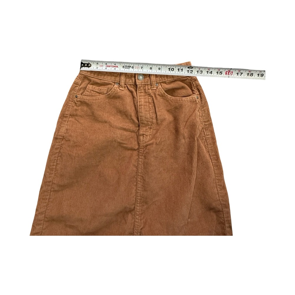 Cotton On Maxi Skirt Womens 2 Brown Corduroy High Waist Long Workwear - Picture 6 of 12